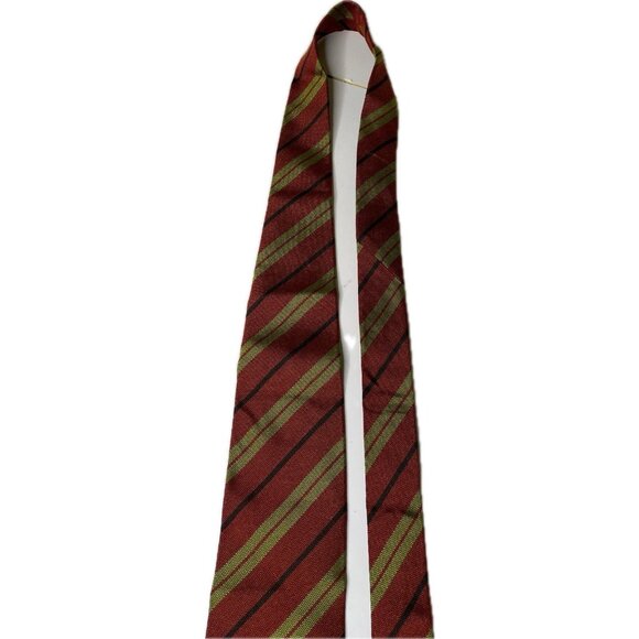 ERMENEGILDO ZEGNA Men's Silk Tie Red Striped Green 63” - Picture 4 of 9